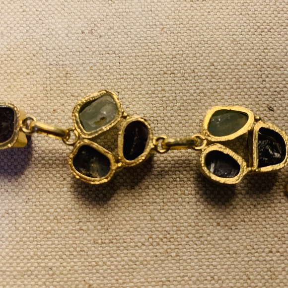 Raw Multi Gemstone brass Bracelet - Picture 5 of 5